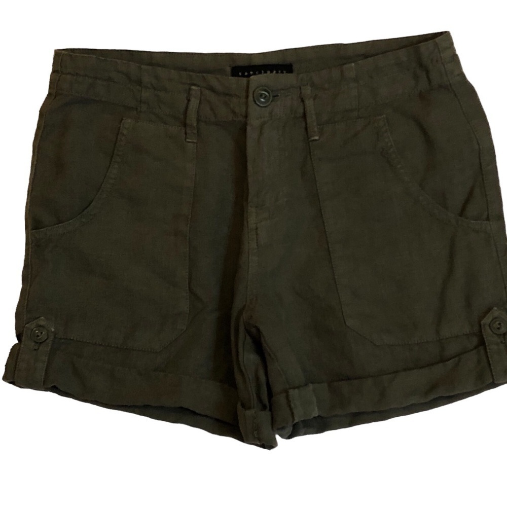 Sanctuary Women’s Olive Green Linen Shorts Roll Hem 4 Pockets Size 25